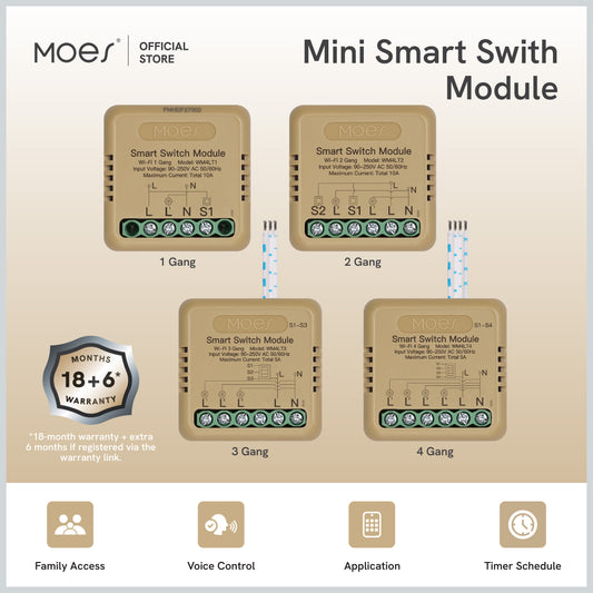 Mini Smart Switch Module 1 Gang - 4 Gang