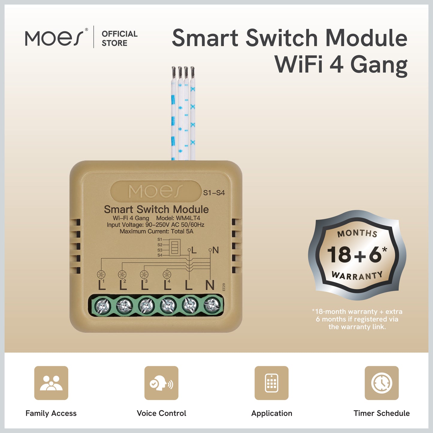 Mini Smart Switch Module 1 Gang - 4 Gang